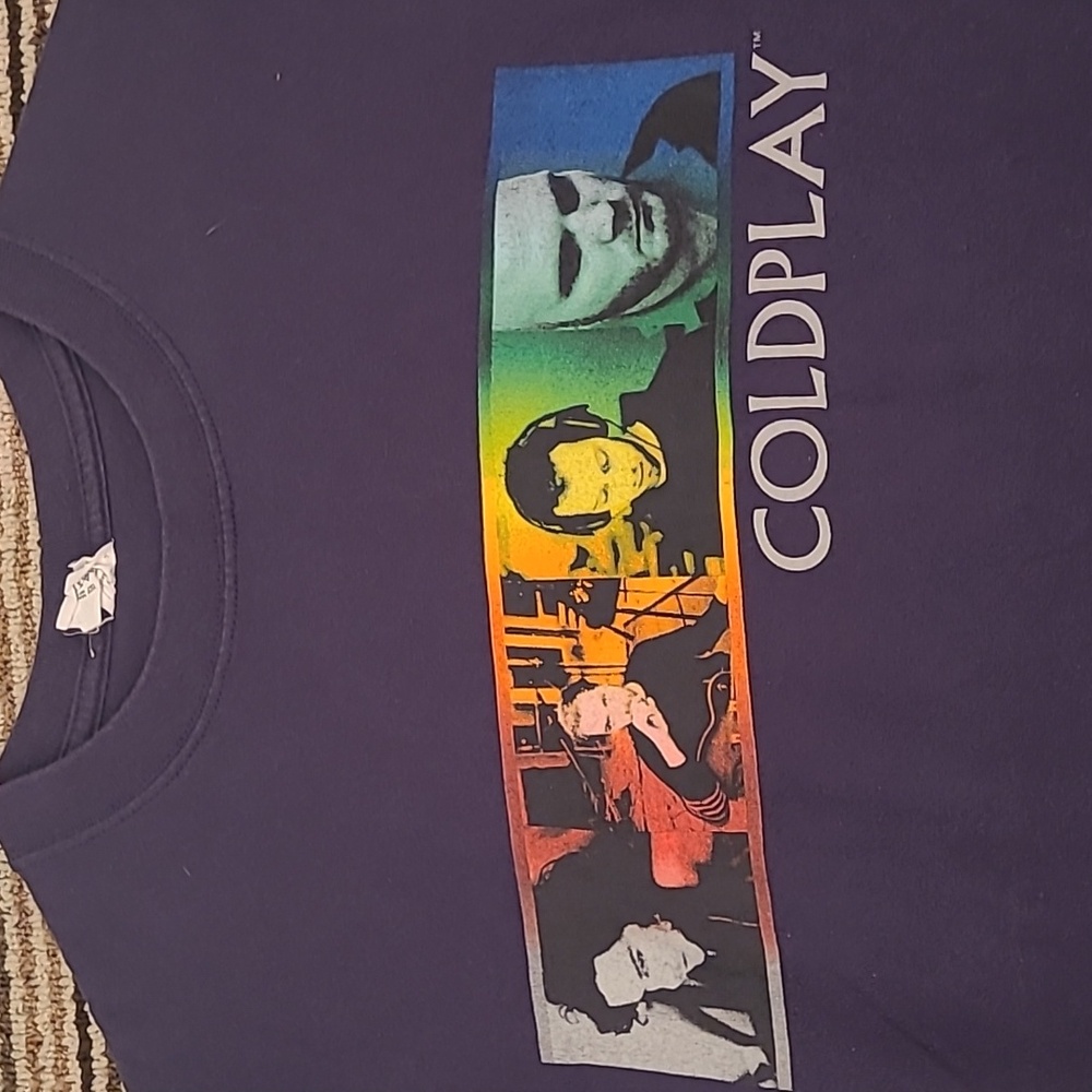 COLDPLAY Rock Band Anvil Dark Navy Cotton Small Mens T Shirt 2005‎ VTG Y2K